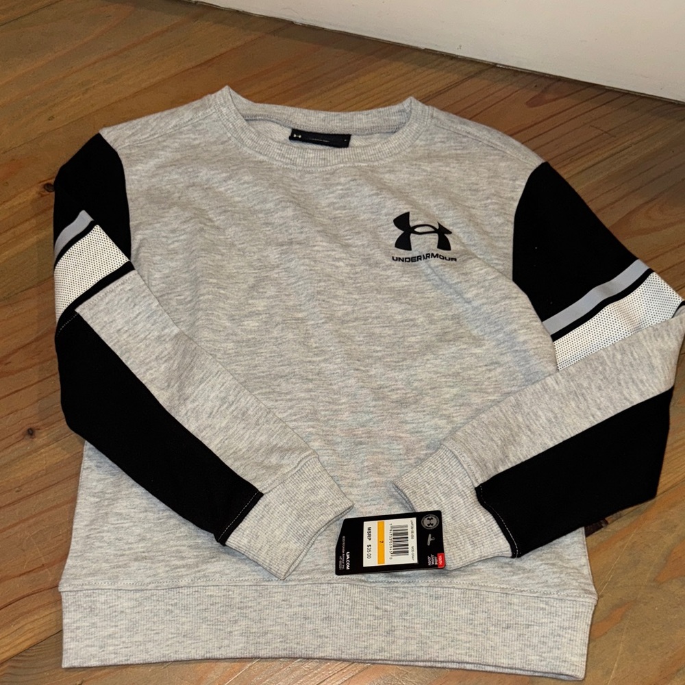 Under Armour Men's Light Gray and Black Crewneck Sweater